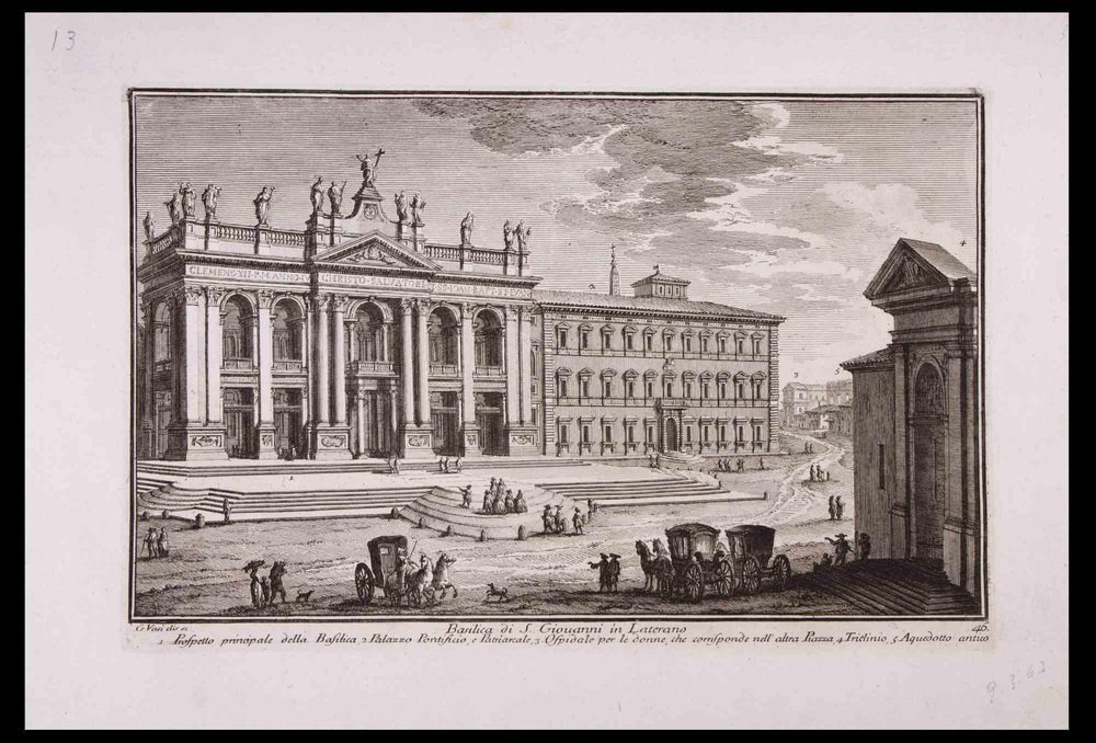 Veduta di Roma con San Giovanni in Laterano, Giacomo Van Lint (Roma 1723 - 1790) Attr.-photo-1