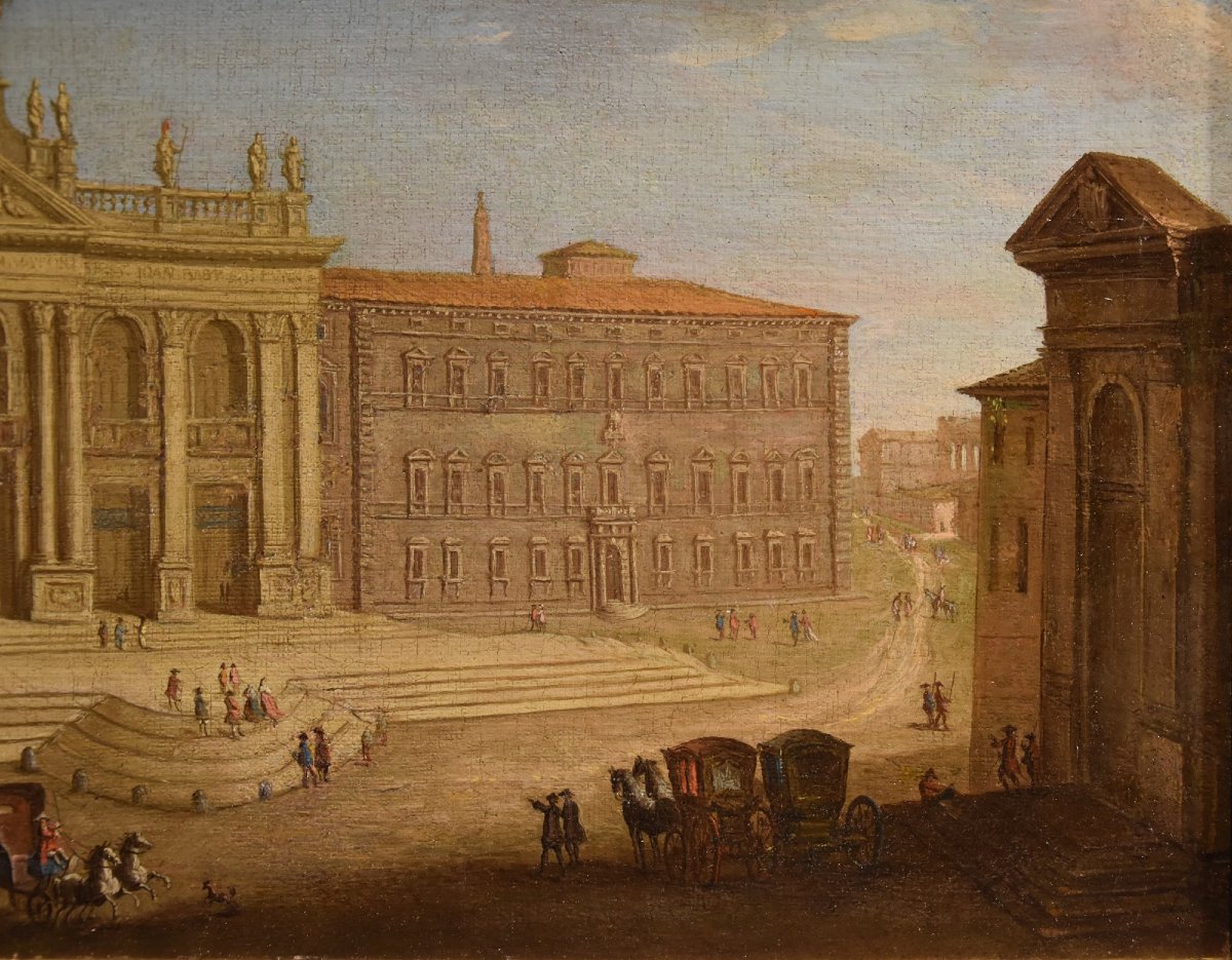 Veduta di Roma con San Giovanni in Laterano, Giacomo Van Lint (Roma 1723 - 1790) Attr.-photo-2