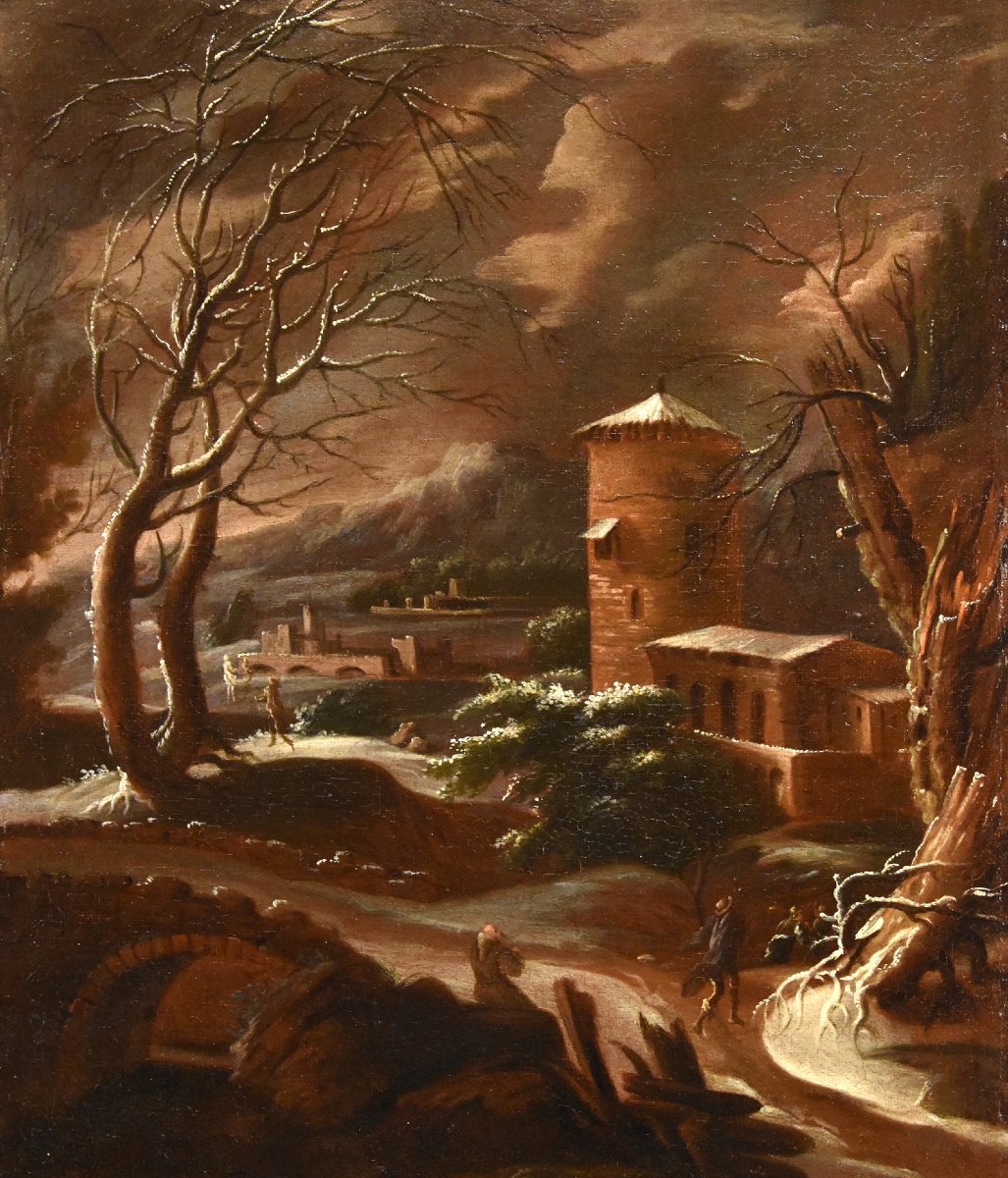 Paesaggio invernale, Francesco Foschi (Ancona, 1710 - Roma, 1780) Attribuibile-photo-4