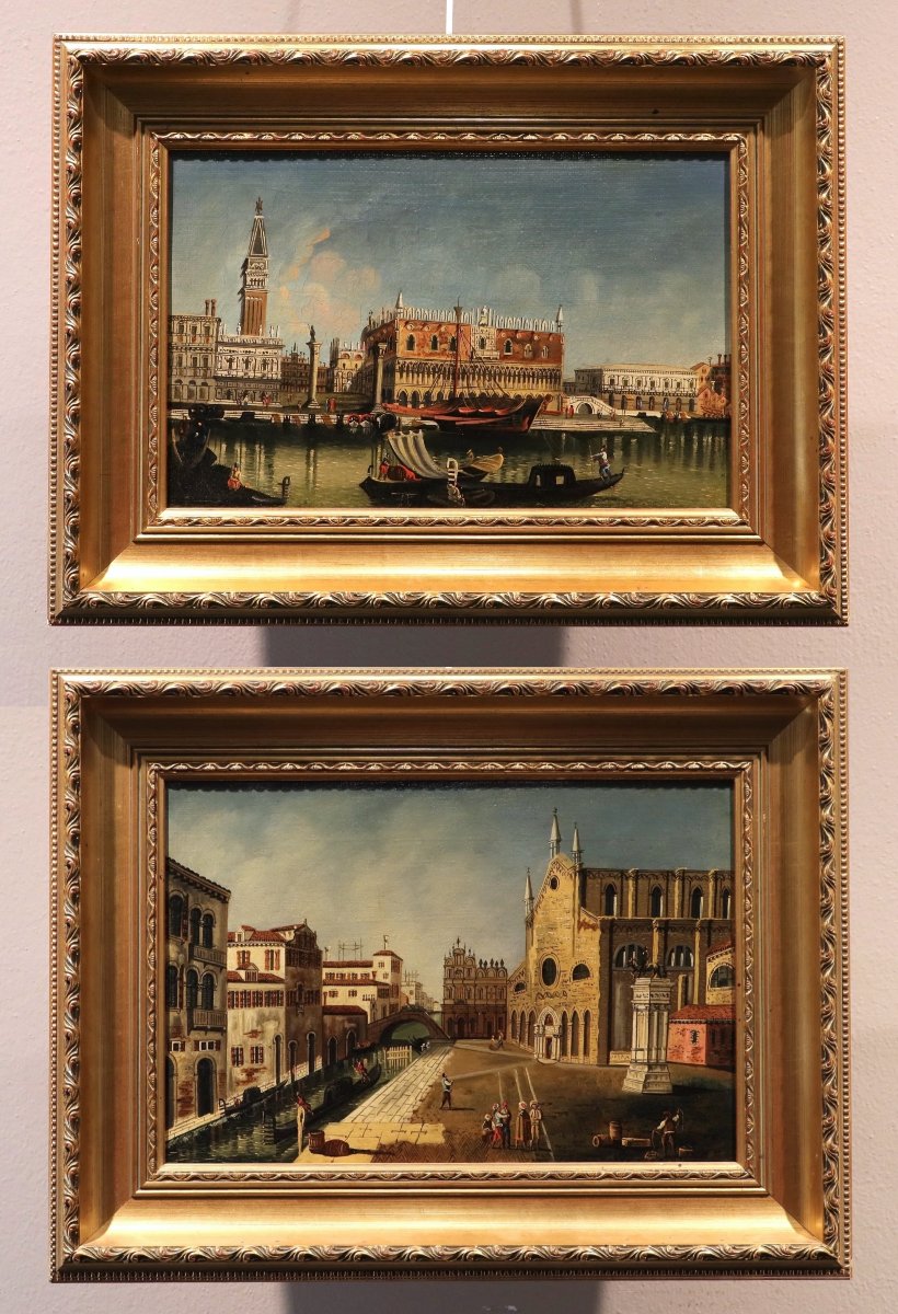 Coppia di vedute di Venezia, Seguace di Canaletto (Venezia, 1697 - 1768)-photo-2