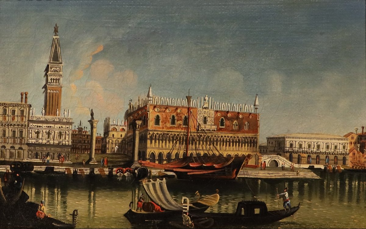 Coppia di vedute di Venezia, Seguace di Canaletto (Venezia, 1697 - 1768)-photo-3