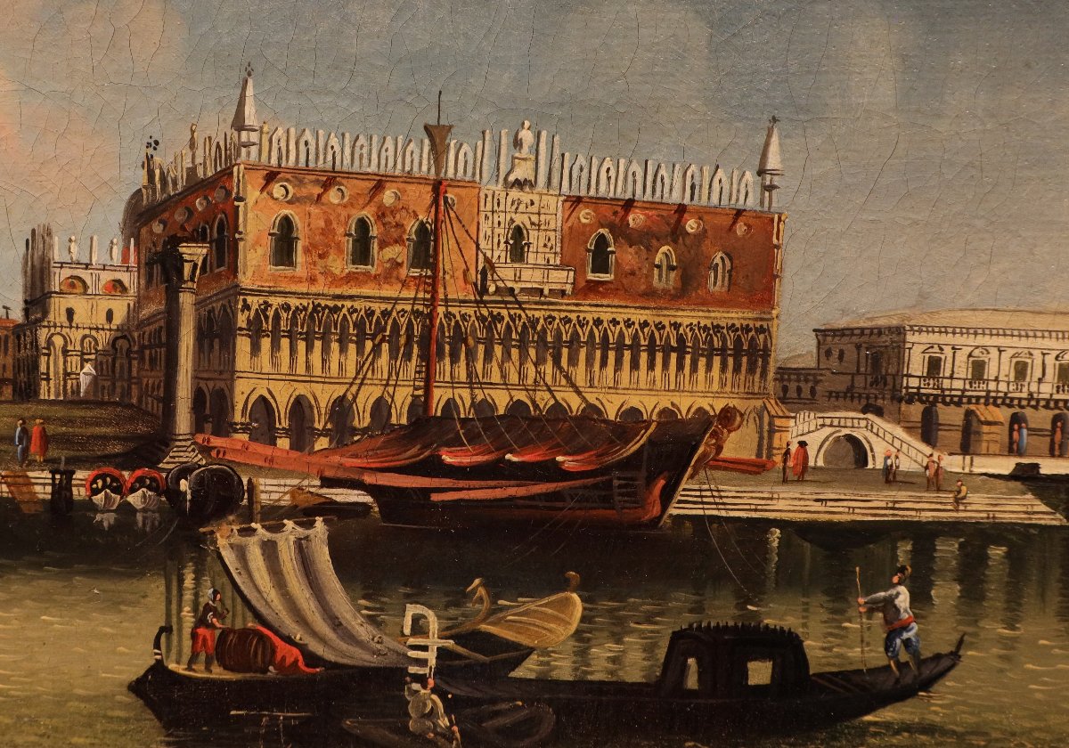 Coppia di vedute di Venezia, Seguace di Canaletto (Venezia, 1697 - 1768)-photo-1