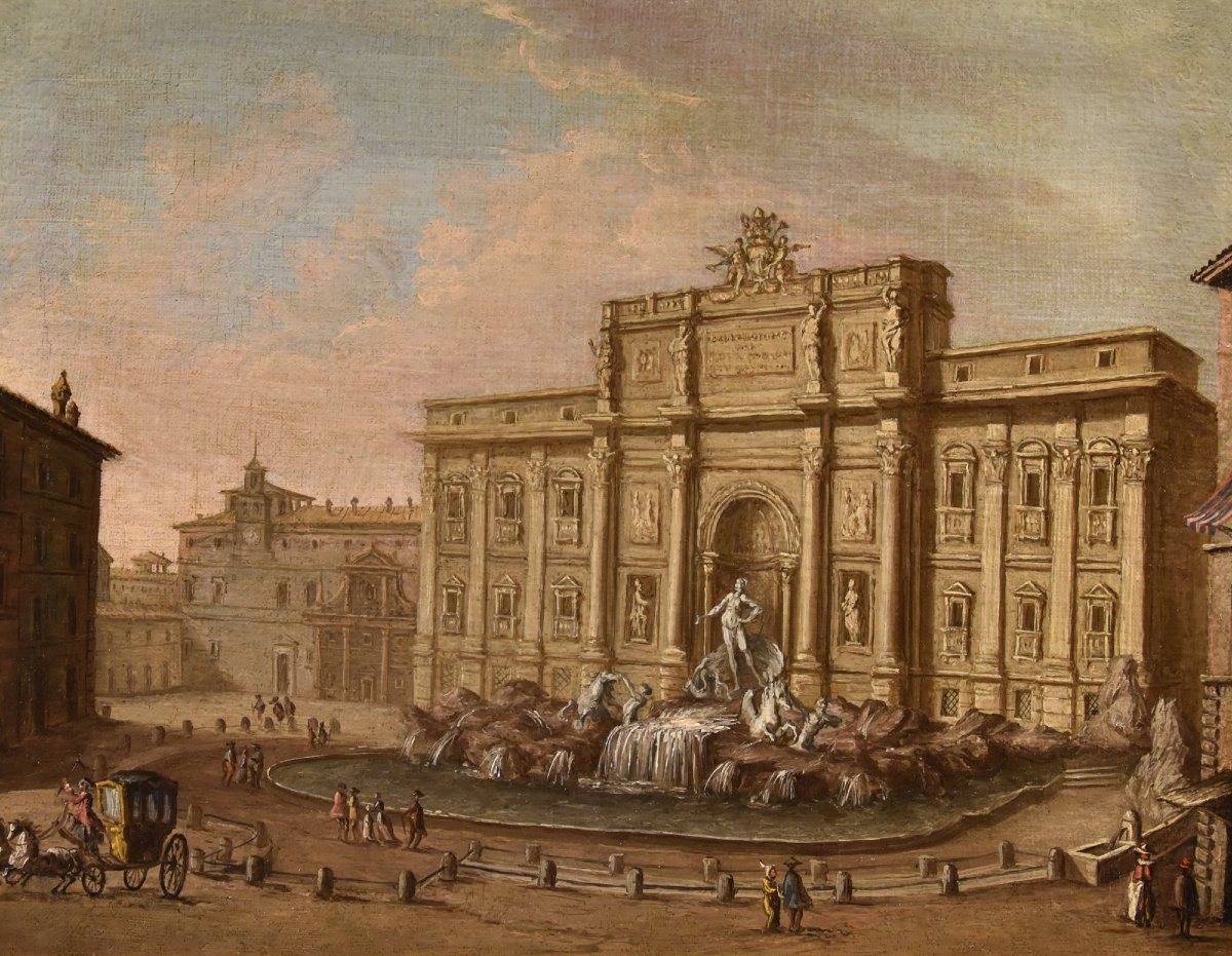  Veduta di Roma con la Fontana di Trevi, Giacomo Van Lint (Roma 1723 - 1790) Attr.-photo-2