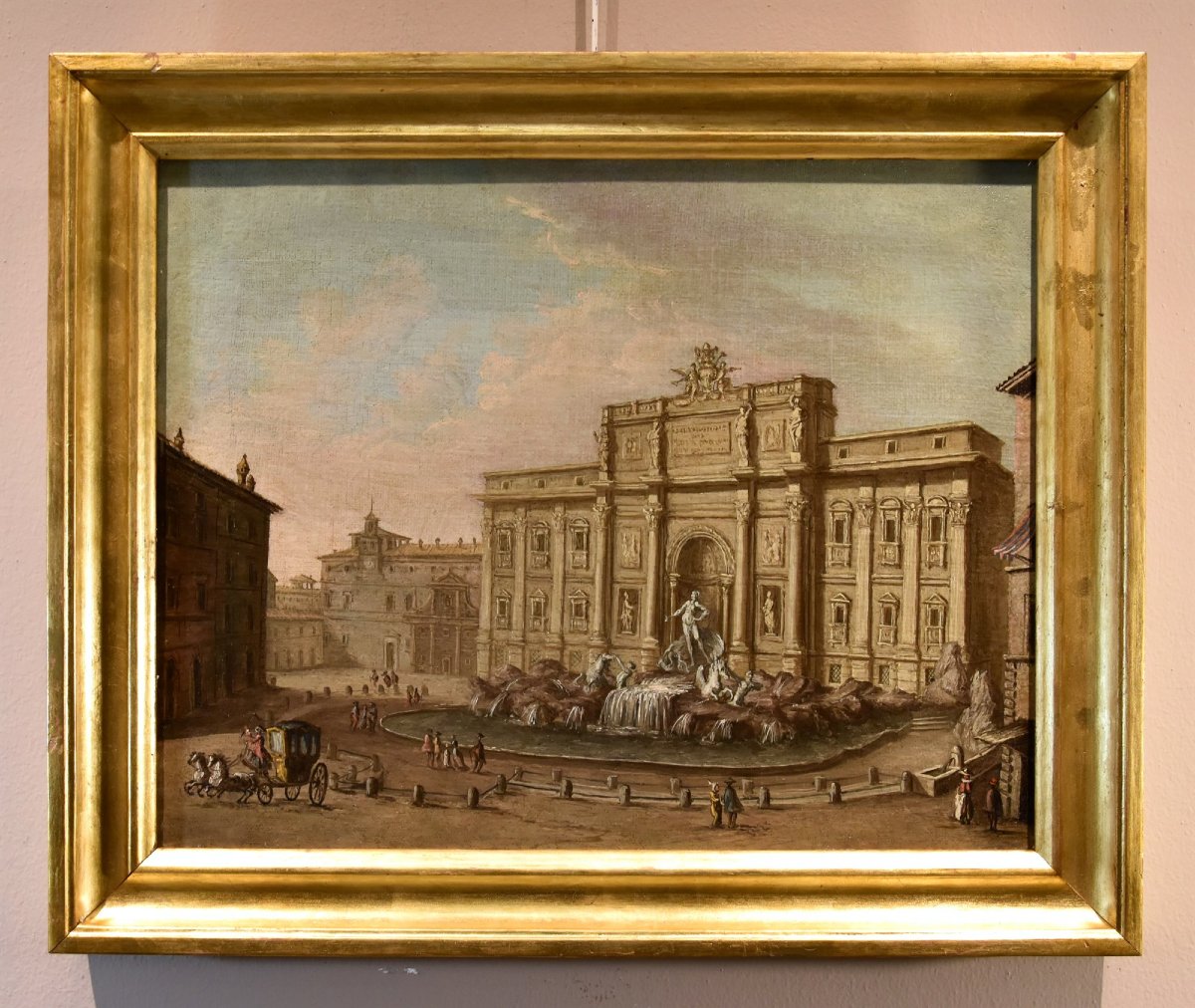  Veduta di Roma con la Fontana di Trevi, Giacomo Van Lint (Roma 1723 - 1790) Attr.