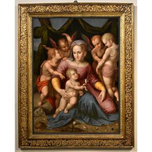 Andrea del Sarto (Firenze 1486 – 1530) BottegaMadonna con Bambino, San Giovanni e tre angeli