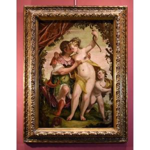 Idillio tra Venere e Adone con Cupido, Paolo Caliari detto il Veronese (1528 - 1588) cerchia