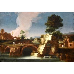  Paolo Anesi (Roma 1697 - 1773), Paesaggio fluviale della campagna laziale
