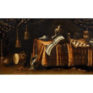Natura morta con vaitas, Francesco Noletti (Malta 1611-Roma 1654) Bottega/cerchia