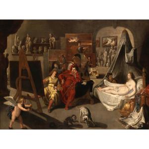 Balthasar Van Den Bossche (1681 - 1715) , Alessandro Magno e Campaspe nello studio del pittore Apelle,