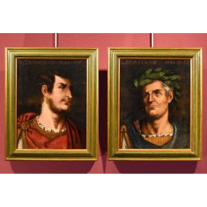 Gli imperatori romani Augusto e Giulio Cesare, seguace di Tiziano Vecellio