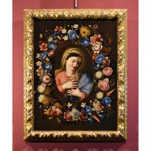 Ghirlanda fiorita con ritratto della Vergine, Francesco Trevisani e Nicolò Stanchi