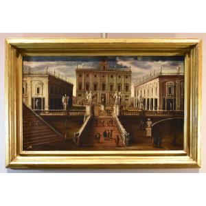 Veduta di Roma con la Piazza del Campidoglio, Gaetano Vetturali (Lucca, 1701-1783) bottega
