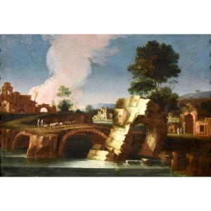  Paolo Anesi (Roma 1697 - 1773), Paesaggio fluviale della campagna laziale