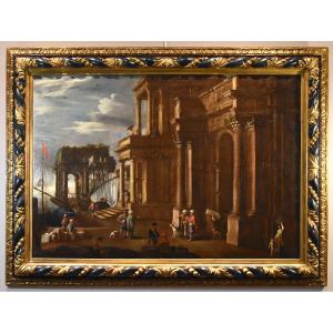 Veduta fantastica con porto e capriccio architettonico, Alessandro Salucci (1590 - 1657)