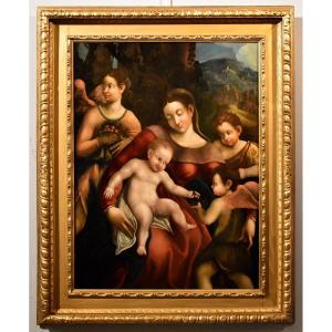 Madonna col Bambino, due angeli e Giovanni Battista, Scuola di Antonio Allegri, Correggio