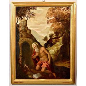 San Girolamo Penitente, Jacopo Negretti, detto Palma il Giovane(Venice 1544 - 1628)  Cerchia