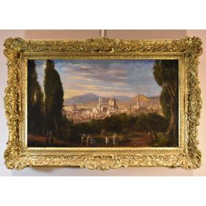 Pittore vedutista del XVIII-XIX secolo, Veduta panoramica di Firenze