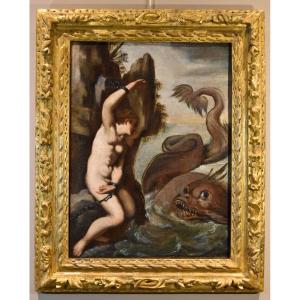 Agostino Carracci (1557-1602) Cerchia di, Andromeda e il mostro marino