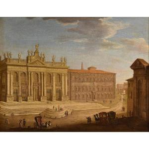 Veduta di Roma con San Giovanni in Laterano, Giacomo Van Lint (Roma 1723 - 1790) Attr.