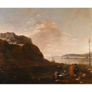 Veduta del Mediterraneo, Thomas Wyck (1616- 1677) Firmato