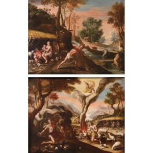Maarten de Vos (Anversa 1532 - 1603), Adamo ed Eva dopo il Peccato/ Caino e Abele