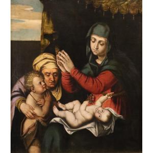 Madonna col Bambino, San Giovannino e Santa Elisabetta,  Scipione Pulzone (1540 -1598)