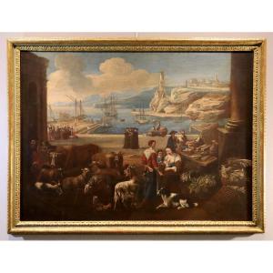 Veduta fantastica di un porto mediterraneo, Peter Bolckman (Gorinchem, 1640 – Torino 1710)