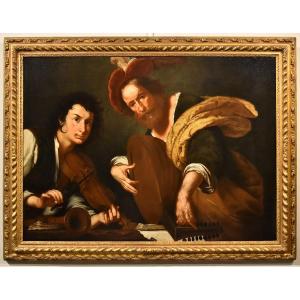 Concert Avec Deux Musiciens, Bernardo Strozzi (Gênes 1581 - Venise 1644) Atelier De