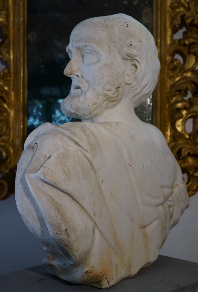 Diogene di Sinope Grande Busto in Marmo del Filosofo Greco Scuola lombarda del XVIII-photo-4