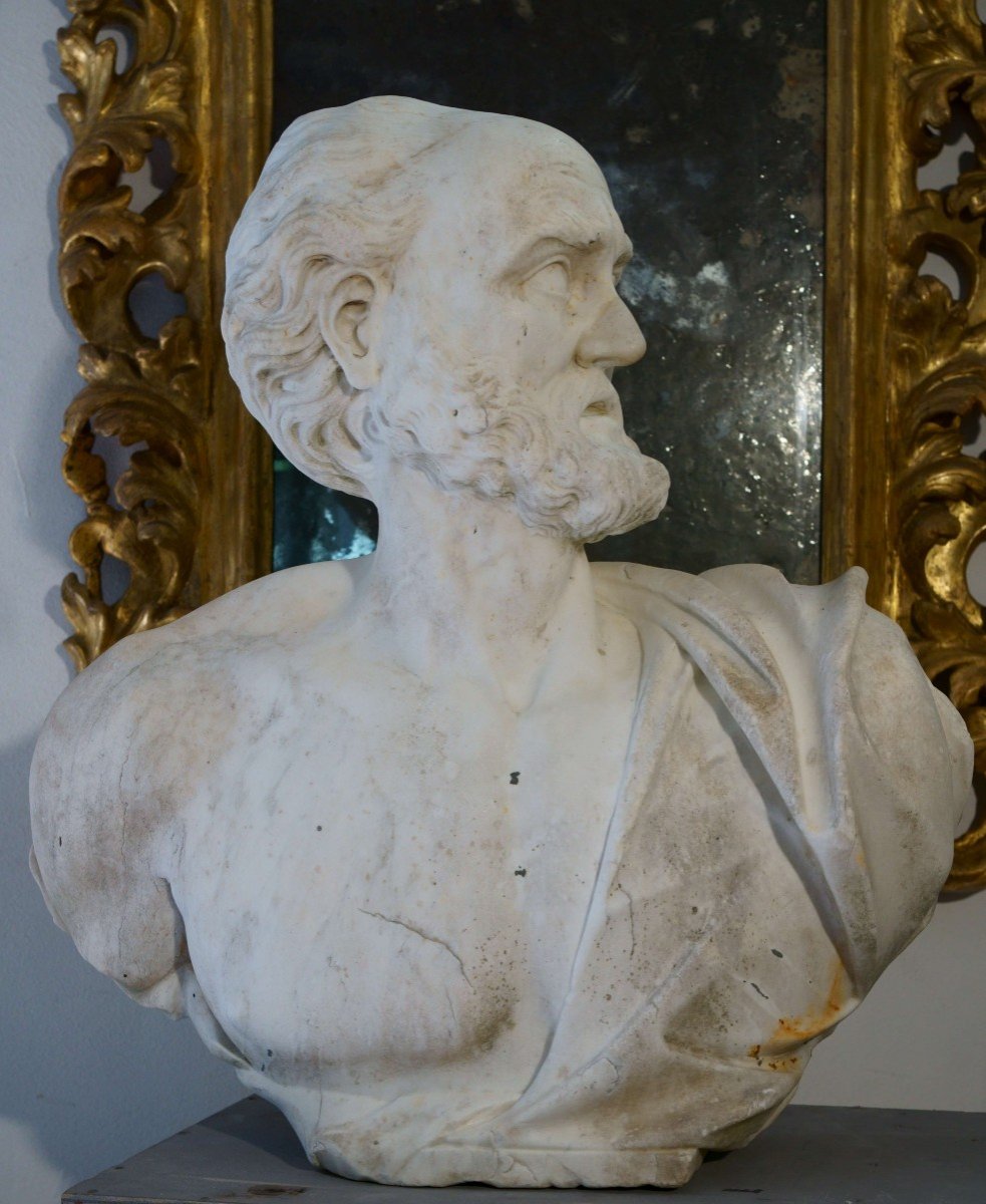 Diogene di Sinope Grande Busto in Marmo del Filosofo Greco Scuola lombarda del XVIII