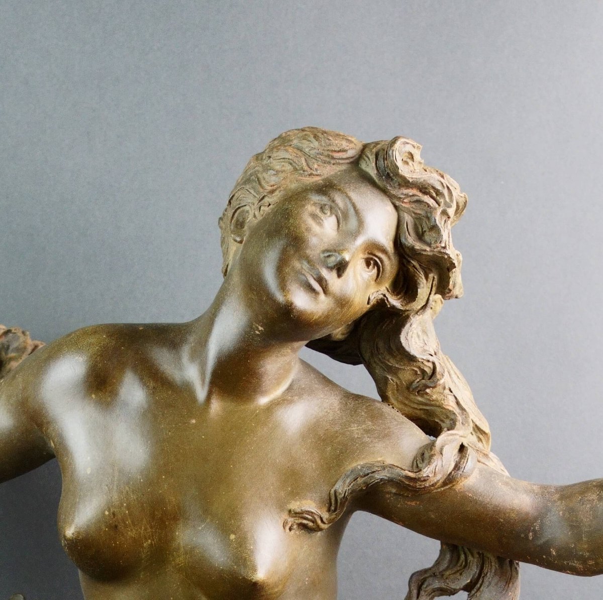 Luca Madrassi (1848-1919) Grande Scultura in Terracotta Art Nouveau-photo-1