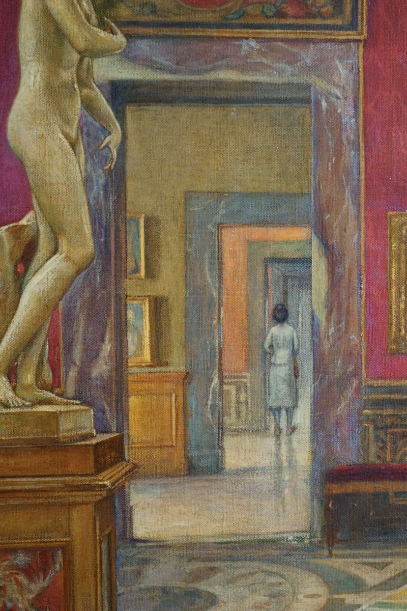 De Rossi Gustavo (1876-1946) "Interno della Tribuna degli Uffizi" Veduta Grand Tour-photo-1