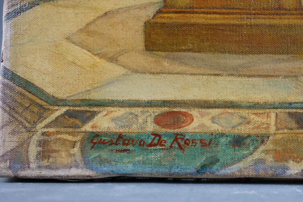 De Rossi Gustavo (1876-1946) "Interno della Tribuna degli Uffizi" Veduta Grand Tour-photo-2