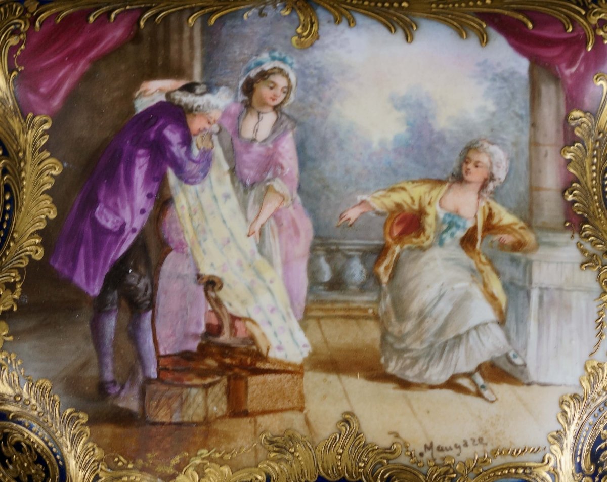 Grande Cofanetto Scatola Porcellana Blu di Sèvres Smalto e Oro Napoleone III XIX-photo-2