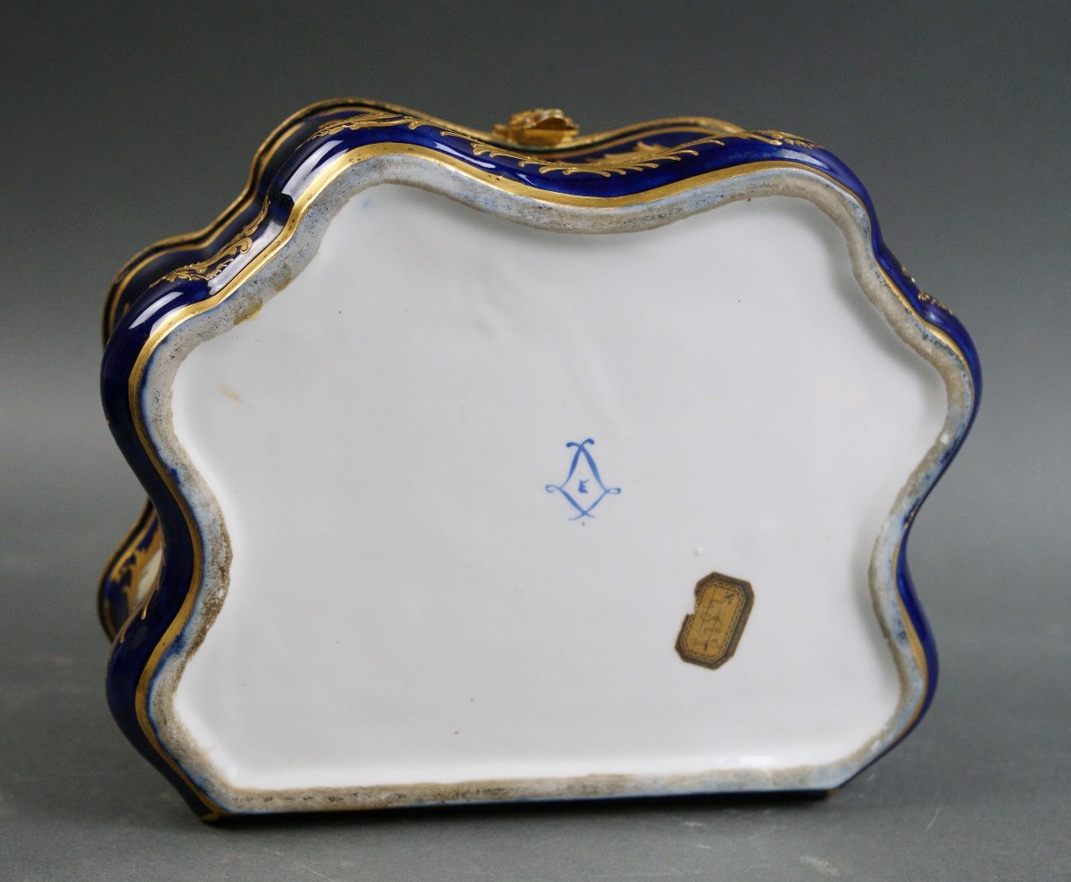 Grande Cofanetto Scatola Porcellana Blu di Sèvres Smalto e Oro Napoleone III XIX-photo-5