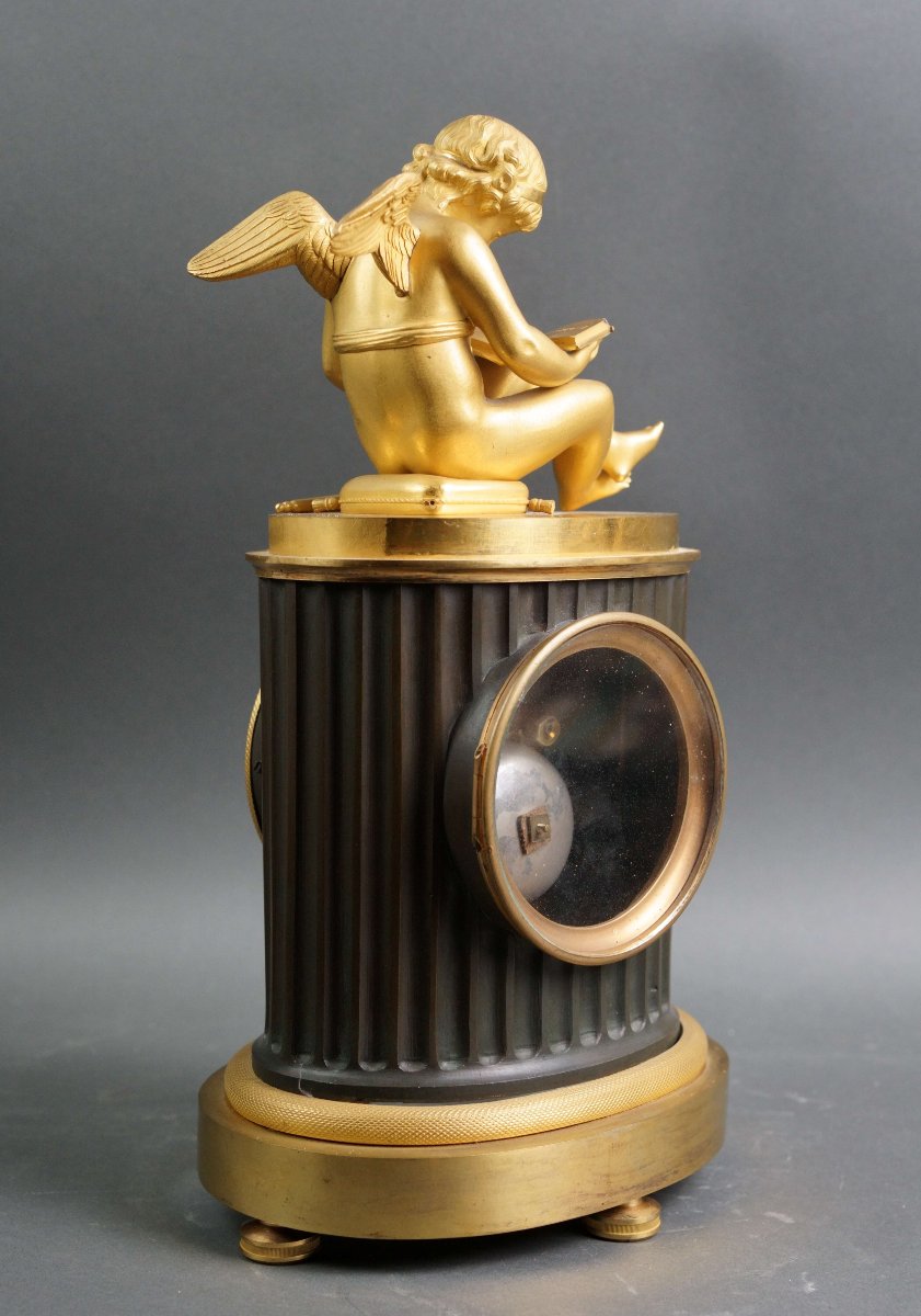 Orologio Impero in Bronzo Dorato "Amore che legge" circa 1810-photo-2