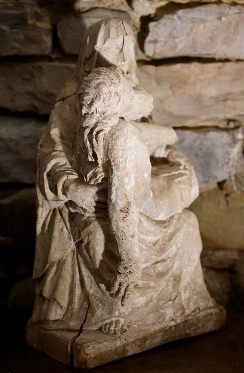 Pietà Scultura in Legno di Tiglio Franco Borgognona fine XV secolo-photo-3