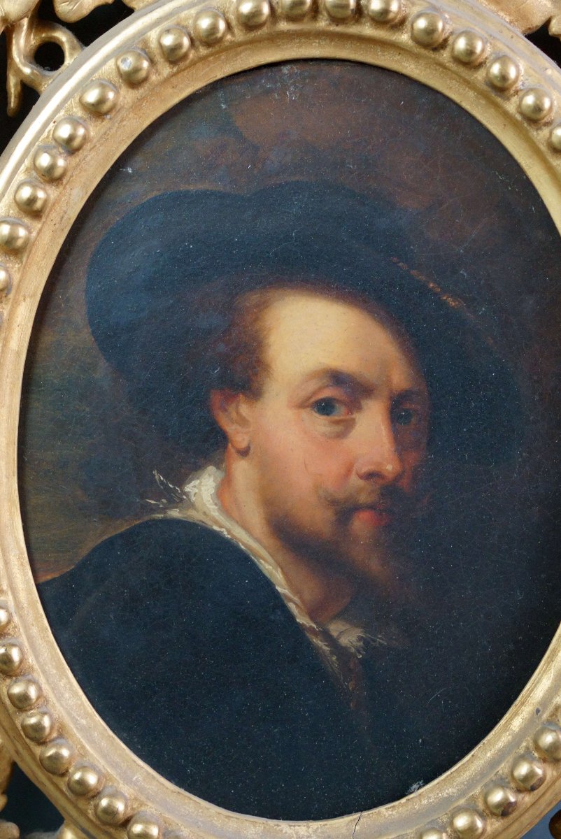 Coppia di Autoritratti di Peter P. Rubens e Anton van Dyck Cornici Dorate XIX secolo-photo-1