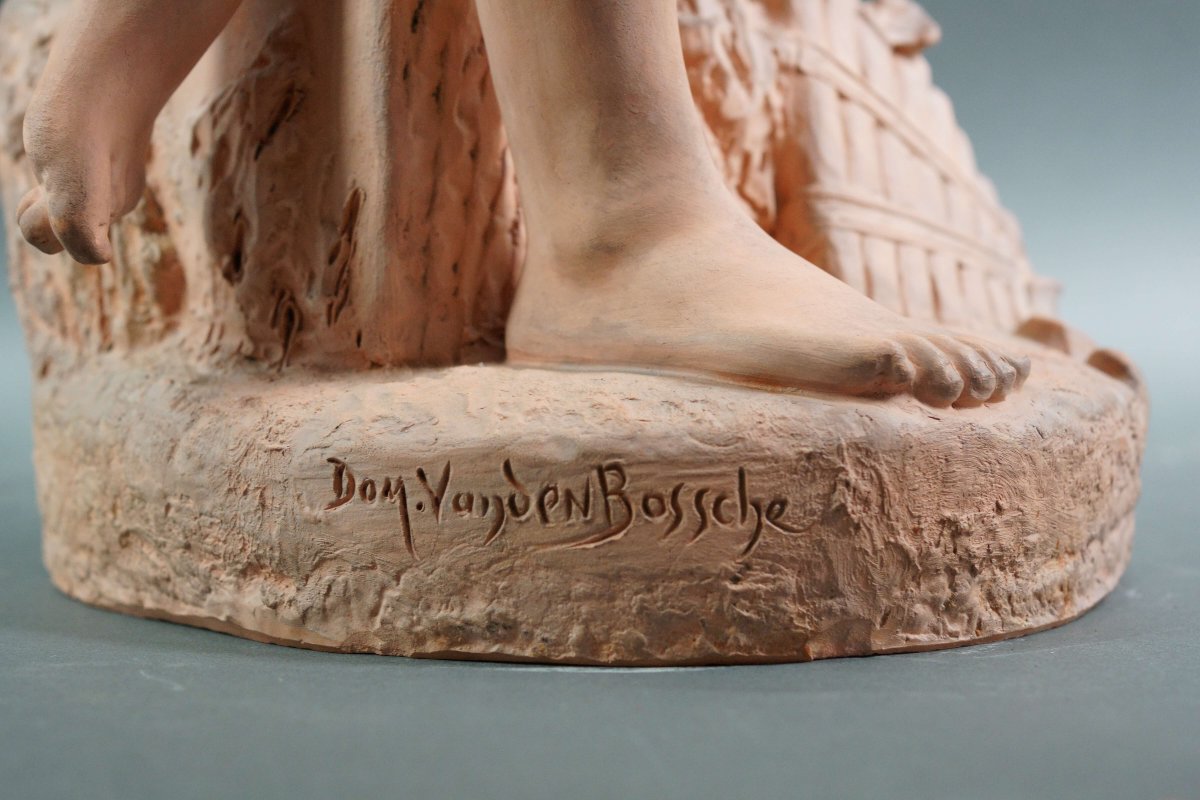 DOMIEN VAN DEN BOSSCHE (1854-1906) Grande Gruppo in Terracotta Art Nouveau-photo-7