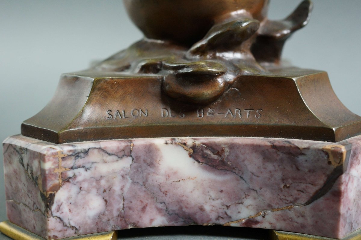 Eugène MARIOTON (1857-1933) "Phoebe" Scultura in Bronzo Napoleone III-photo-2