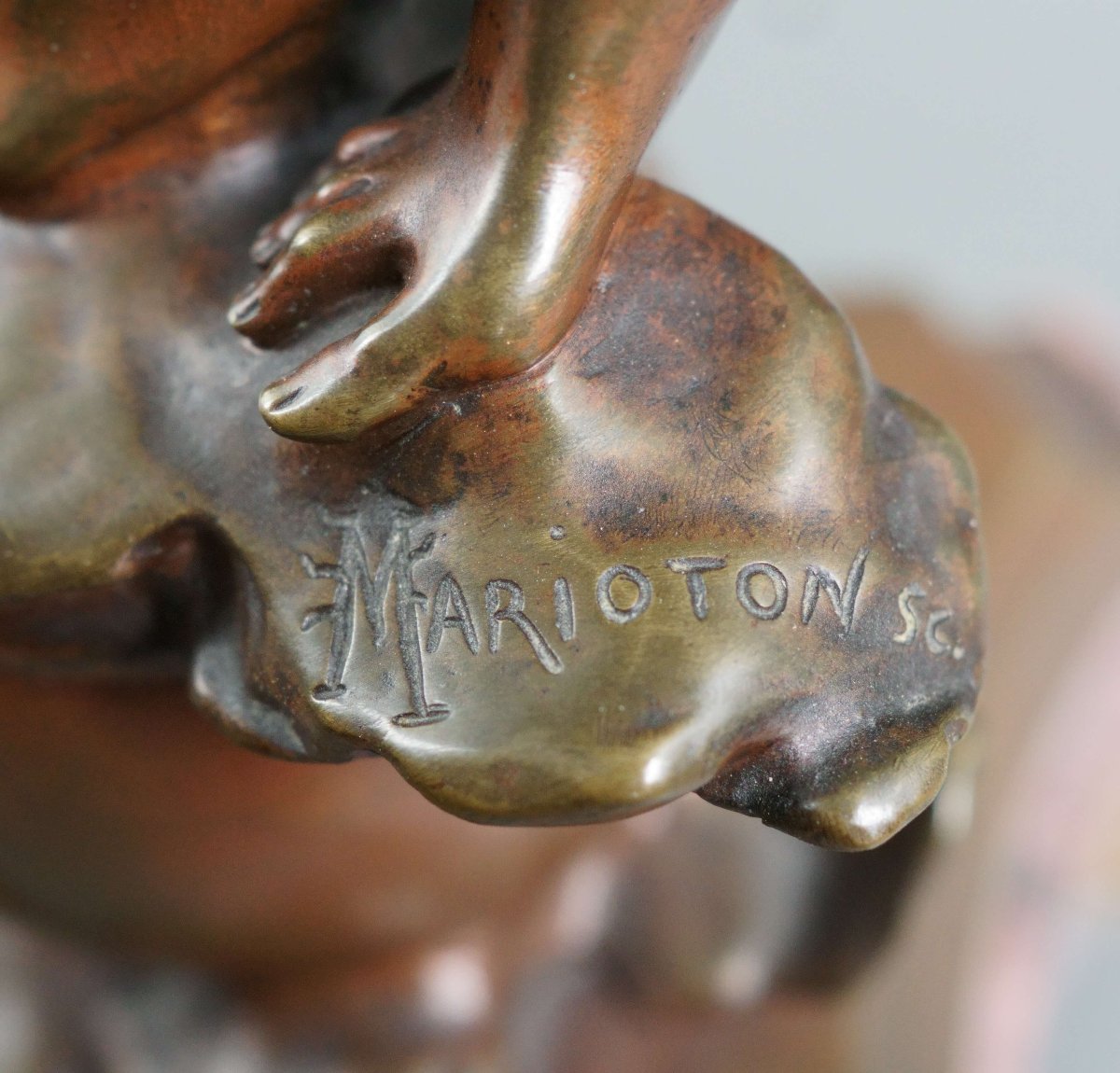 Eugène MARIOTON (1857-1933) "Phoebe" Scultura in Bronzo Napoleone III-photo-3