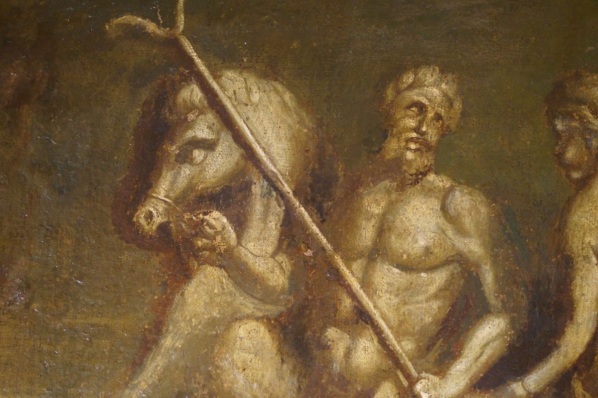 Grande Tela in Grisaglia Scena di tritoni e Nereidi Italia XVIII secolo-photo-4