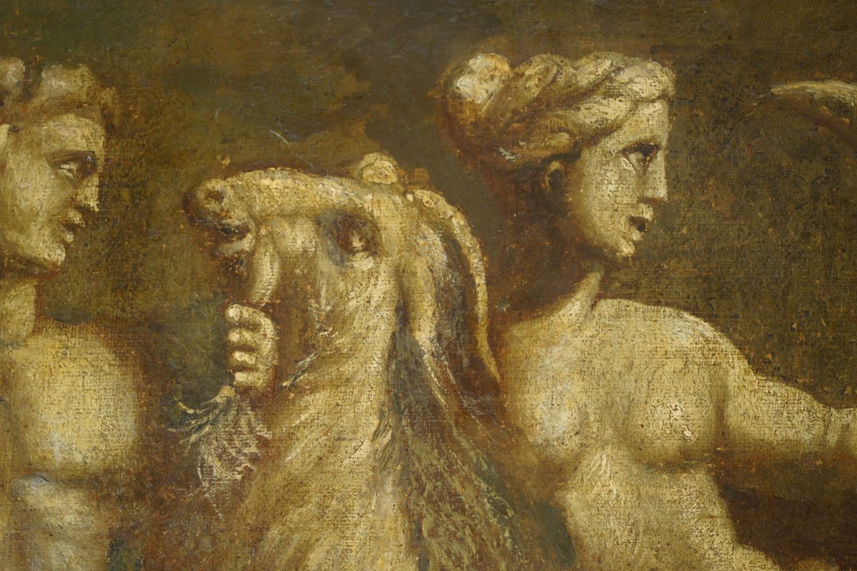 Grande Tela in Grisaglia Scena di tritoni e Nereidi Italia XVIII secolo-photo-2