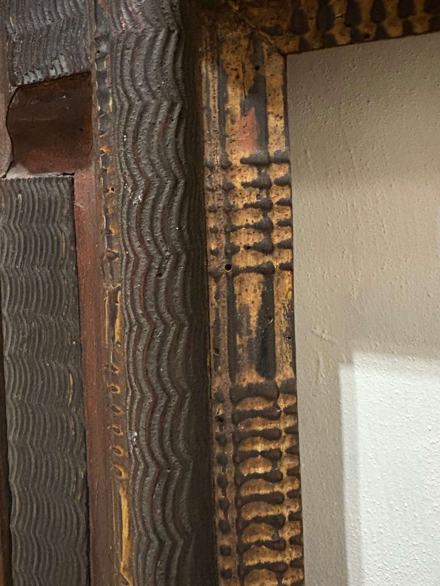 Cornice in Legno Intagliato a decoro Guilloche XVII secolo-photo-2