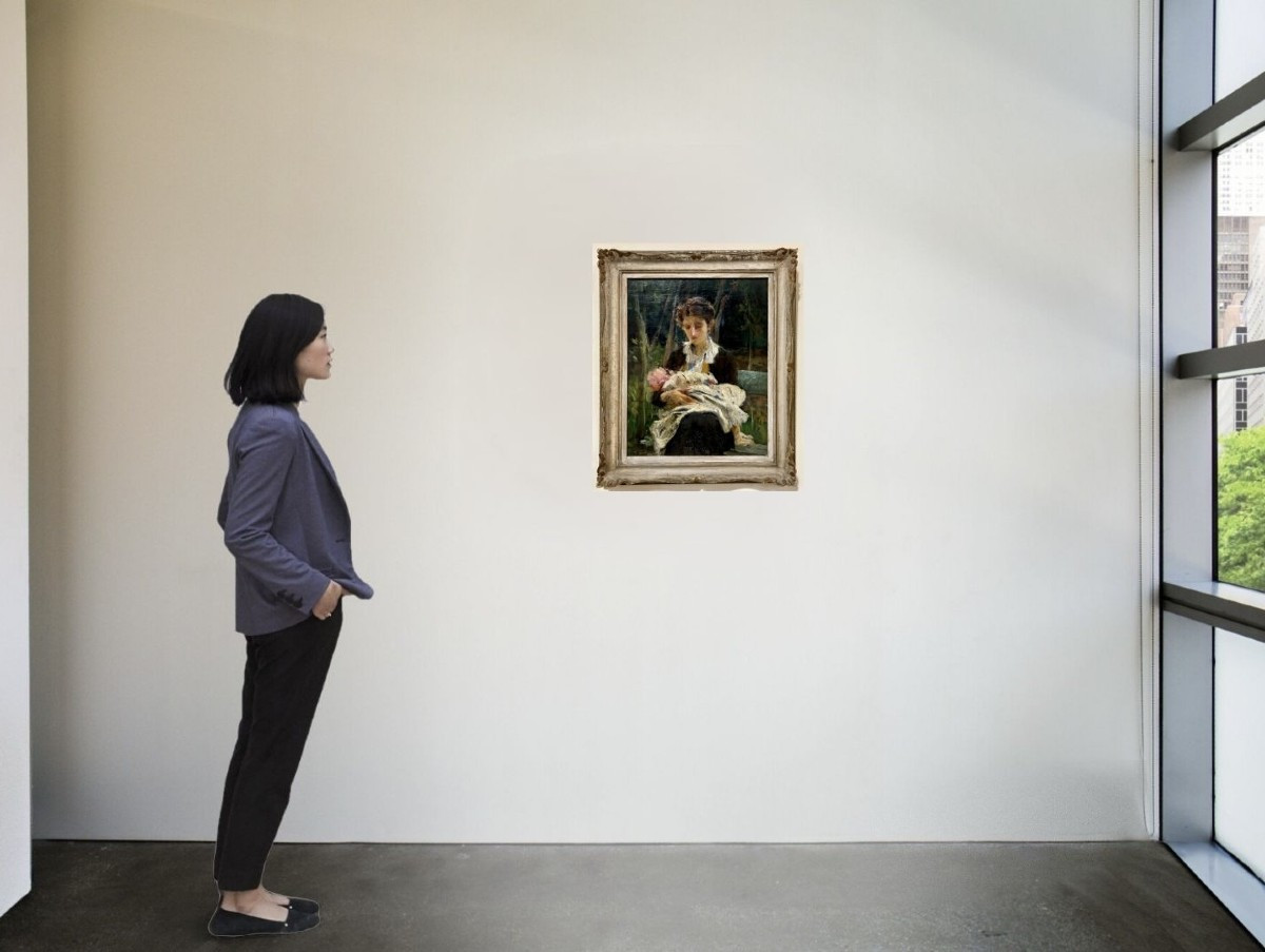 Francesco Galante (1884-1972) "La Giovane Madre" Ritratto inizio XX secolo-photo-2