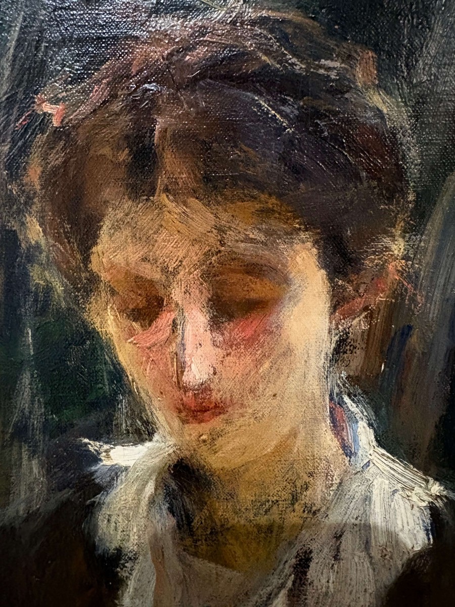 Francesco Galante (1884-1972) "La Giovane Madre" Ritratto inizio XX secolo-photo-2