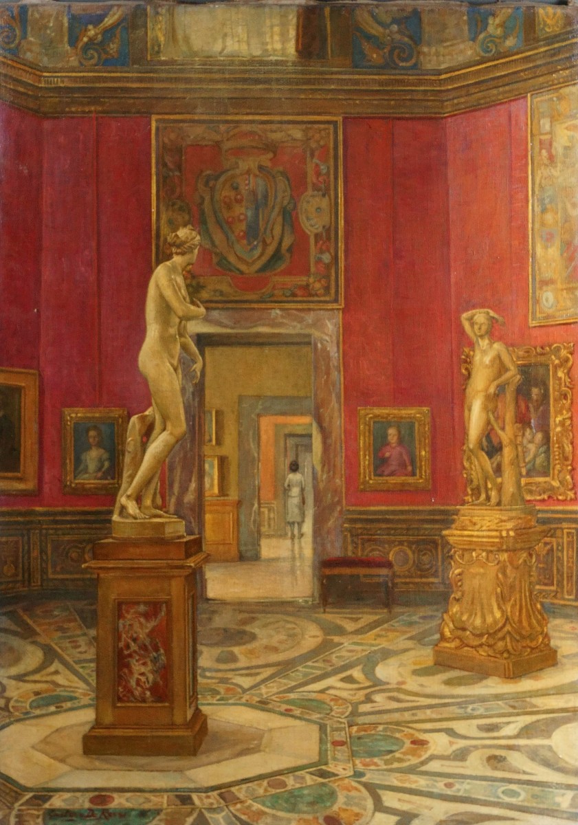 De Rossi Gustavo (1876-1946) "Interno della Tribuna degli Uffizi" Veduta