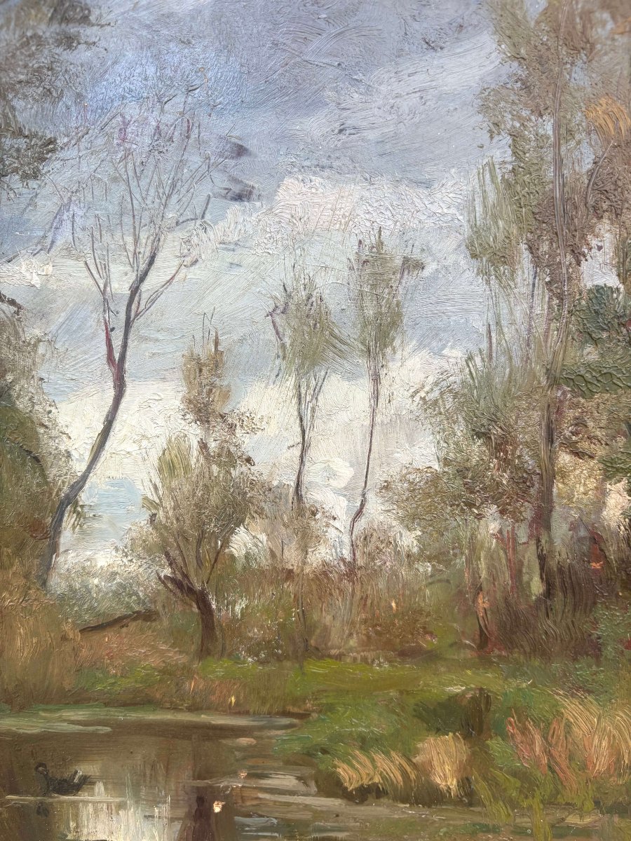 MARIO ORNATI (1887-1955) Scuola di Brera Paesaggio Lacustre-photo-1