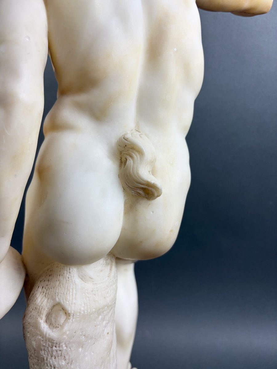 Grande Scultura in Alabastro di Volterra Satiro con Cimbali XIX secolo-photo-2