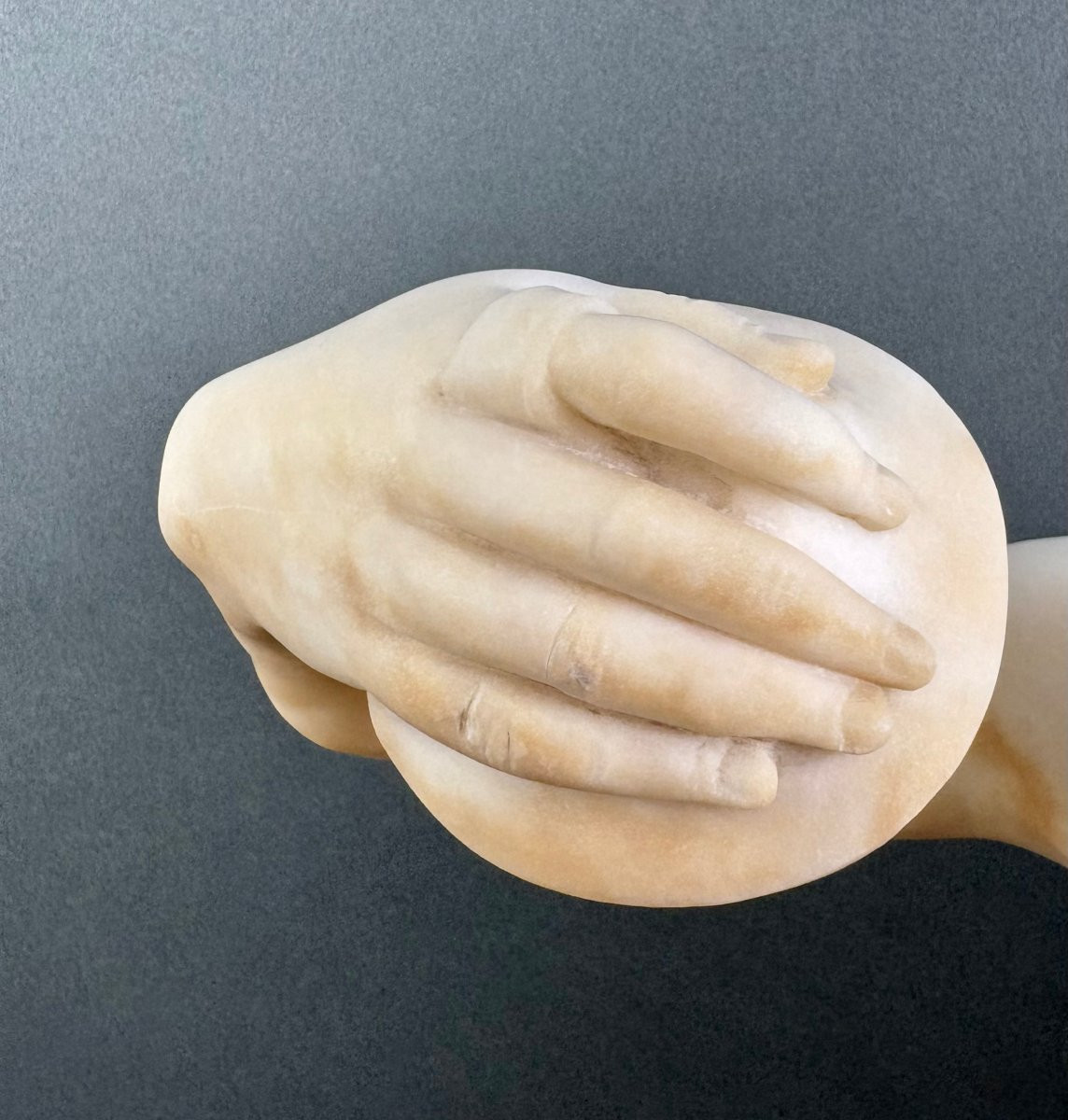 Grande Scultura in Alabastro di Volterra Satiro con Cimbali XIX secolo-photo-5
